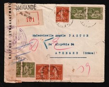 FRANCE, REGISTERED & CENSORED POSTAL COVER, NICE TO ATHENS, 1938 picture