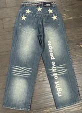 Vintage Arme Baggy Jeans Y2K JNCO Size 32 Wide Leg Embroidered Grunge Guns picture