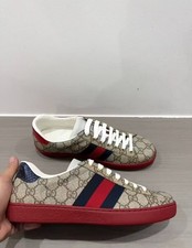 Brand New Gucci Ace GG Supreme Canvas Red Outsole Casual Sneakers picture