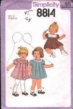 8814 Vintage Simplicity Sewing Pattern Girls 1970s Toddler Front Pleated Dress 1 picture