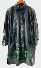 J6 Vintage L/XL Green Leather & Suede Diamond Patchwork Tsontos Furs Mineola NY picture