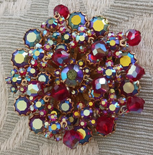 Vintage signed Weiss AB brooch en tremblant 10 moving crystals picture