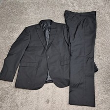 Lorenzo Bruno Mens Black Two Piece Suit Blazer Trousers 44R XL picture