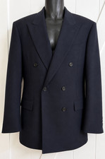 Hickey Freeman Nordstrom Made USA Navy Wool Double Breasted Sport Coat Blazer 40 picture