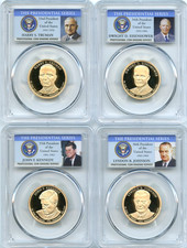 🔥 2015 S Presidential Dollar 4 Coin Set PCGS PR69DCAM JFK IKE JOHNSON TRUMAN picture