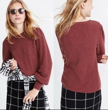 Madewell Baybrook Merino Wool Blend Pullover Sweater Women's Sz S Balloon Sleeve picture
