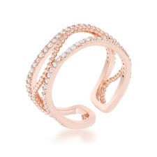 Marina 0.5ct CZ Rose Gold Abstract Cuff Ring picture