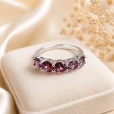 Natural Burmese Purple Spinel Ring 999 Silver Pear Cut Gemstone Band picture