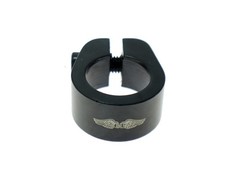 NOS Vintage GT Wings Logo BMX Seat Post Clamp 28.6 mm Bolt-On Alloy Black picture