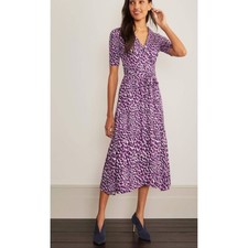 Boden Lavinia Midi Wrap Dress Elbow Sleeve Jersey Dress Polka Dot Size 6P NEW picture
