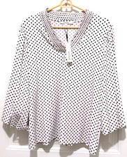 NWT Chico's Polka Dot Top Women Balloon Sleeve Smocked V Neck Sz Large MRSP $79 picture