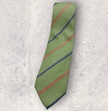 PETRONIUS Men's 100% Cashemere Necktie LUXURY Tie XL Green Striped W:3.5