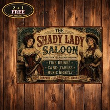 Shady Lady Saloon Wild West Cowboy Bar Tavern Metal Tin Sign Decor picture
