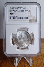 1970 Germany, Ludwig Van Beethoven 250th Bday, 0.2251 ozt .625 Silver, NGC MS65 picture