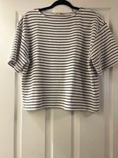 Madewell Women's White Black Striped Knit Crew Neck Pullover T-Shirt Size S picture
