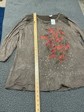 Cato Est 1948 Brown Lace W/Floral Pattern Long Sleeve Top Size  XL 4187 picture