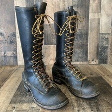 Wesco Vintage Tall Lace Up Logger Linesman Plain Toe Work Boots Mens 10.5 C picture
