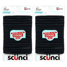 Scunci No-Damage Hair Elastics Black Thick Hair Ties All Day Hold picture