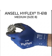 12 Pair  Ansell HyFlex 11-618 Work Gloves PU Coated Precision Grip Size 8 MEDIUM picture