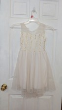 Speechless Ivory Lace & Gold Sequin Bodice Layered Skirt Sleeveless 8 Excellent picture