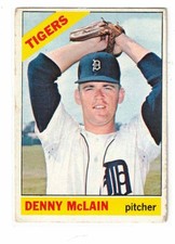 1966 Topps #540, Denny McLain, Detroit Tigers, No Creases, VG picture