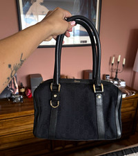 Gucci GG Pattern Black Top Handle Bag, Zip Closure, Gold Hardware picture