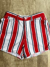 Vintage High Waisted Red White Blue Striped Shorts picture