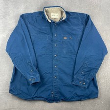 GreatLand Mens L Blue Button Up Shirt Rugged Cotton Twill Workwear picture