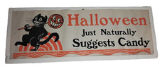 Halloween Original Candy Advertising Sign  Orange Black Cat 1917 copyright Paper picture