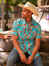 Rock & Roll Denim- Aztec Cowboy Print Design- Size XL- New With Tags picture