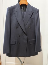 38R Caccioppoli Midnight Blue worsted wool suit Horn buttons LIGHTLY USED picture