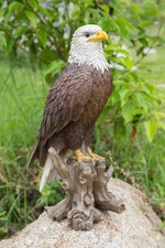 Bald Eagle on Stump 15IN/27IN H Option Garden Statue Decor Home Decor Sculpture picture