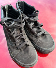 Kids VANS Sk8-Hi Black Canvas High Top Sneakers Lace Up/Zip size 13 picture