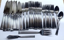 SILVERWARE  LENOX ~ LANFORD 35pc LOT Stainless Outline Flat Tip Glossy China VGC picture