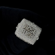 3ct Moissanite Round Cut Men's Custom Name Statement Ring 14k White Gold Plated picture