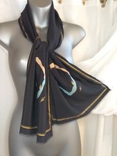 Erte Silk Scarf Black 2 Figures  Letter 