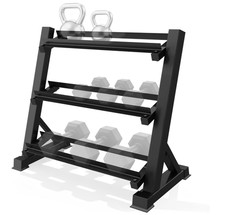 Soporte de 3 Niveles para Mancuernas y Kettlebells, 1100 lb de Capacidad(Solo So picture