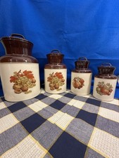 Vintage McCoy Pottery Four-Piece Fruit Festival Cannister Set picture