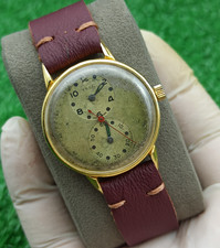 Vintage TELL Swiss Doctors Watch Duo Dial Manual Wind 1940s Gold Plated RUNNING picture
