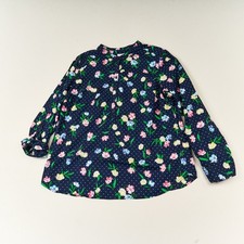 Talbots Cotton Popover Shirt Womens Navy Floral Cotton Stretch Roll Tab Sleeve picture