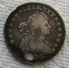 1800 Draped Bust Silver Dollar Rare Key Date Type Coin VF / XF Holed picture