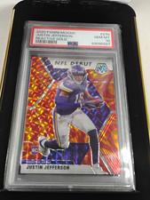 2020 Panini Mosaic Justin Jefferson RC NFL Debut Reactive Gold Prizm #270 PSA 10 picture
