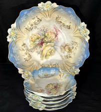 RS PRUSSIA SET OF LARGE BOWL WITH 5 SMALL BOWLS IN LILY MOLD....MINT picture
