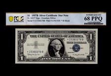 1957B $1 Silver Certificate. FR: 1621* (STAR NOTE). PCGS Graded: 68 PPQ.  picture