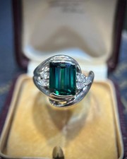 Unique Design Indicolite Tourmaline Ring 925 Sterling Silver Engagement Ring. picture