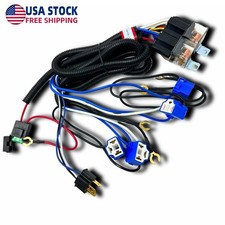 4-Headlight Relay Wiring Harness H4 Headlamp Light Bulb Ceramic Socket Plugs Set picture