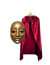 ZAIN Handmade Eye Wide Shut Mask & Red Velvet Cloak Venetian Masquerade Costume picture