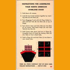 1950s Nabisco North American Overland Stage Punch Out Card Cereal Premium Toy 2C picture