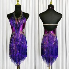 Adult Latin Rumba Fringes Performance Competition Dance Dress Rhythm Dancewear picture