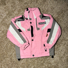 Spyder Girls M Colorblock Ski Jacket Hooded Full Zip Pink Gray White picture